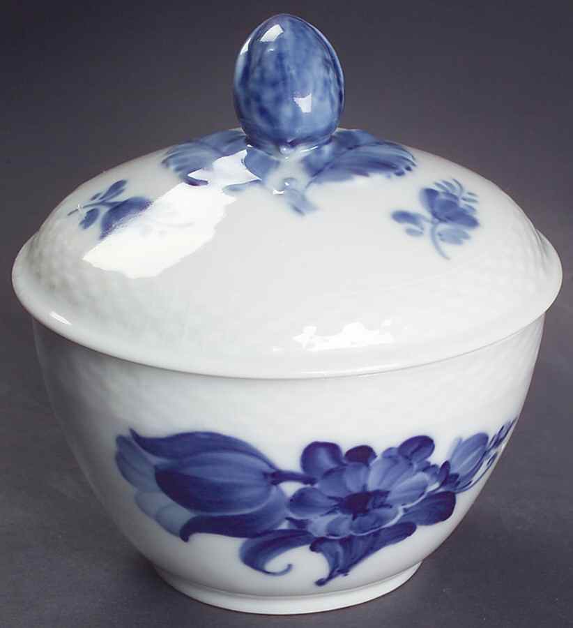 Blue Flowers Braided Sugar Bowl & Lid by Royal Copenhagen-1