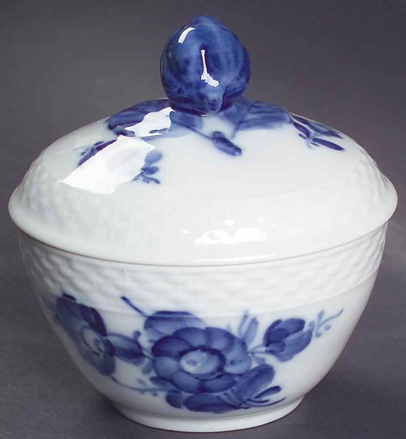 Blue Flowers Braided Sugar Bowl & Lid by Royal Copenhagen-1
