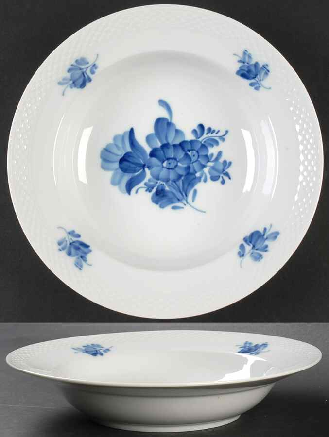 Blue Flowers Braided Large Rim Soup Bowl by Royal Copenhagen-1