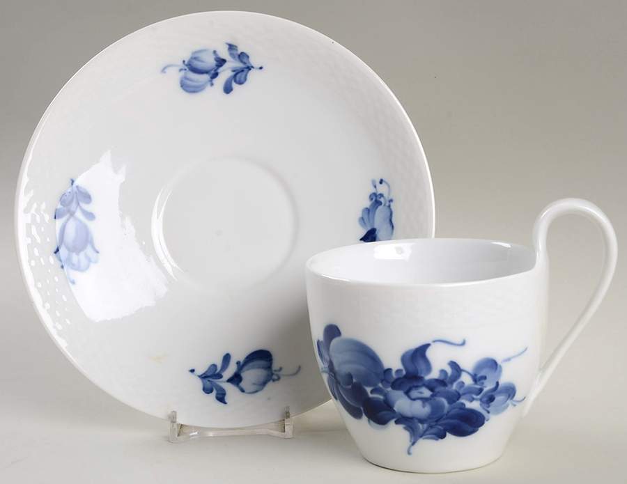 Blue Flowers Braided Oversized Cup & Saucer Set by Royal Copenhagen-1