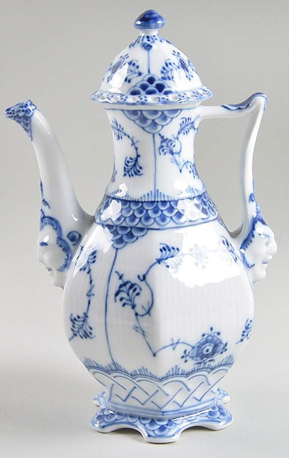 Blue Fluted Full Lace (No Trim) Mini Coffee Pot & Lid by Royal Copenhagen-1