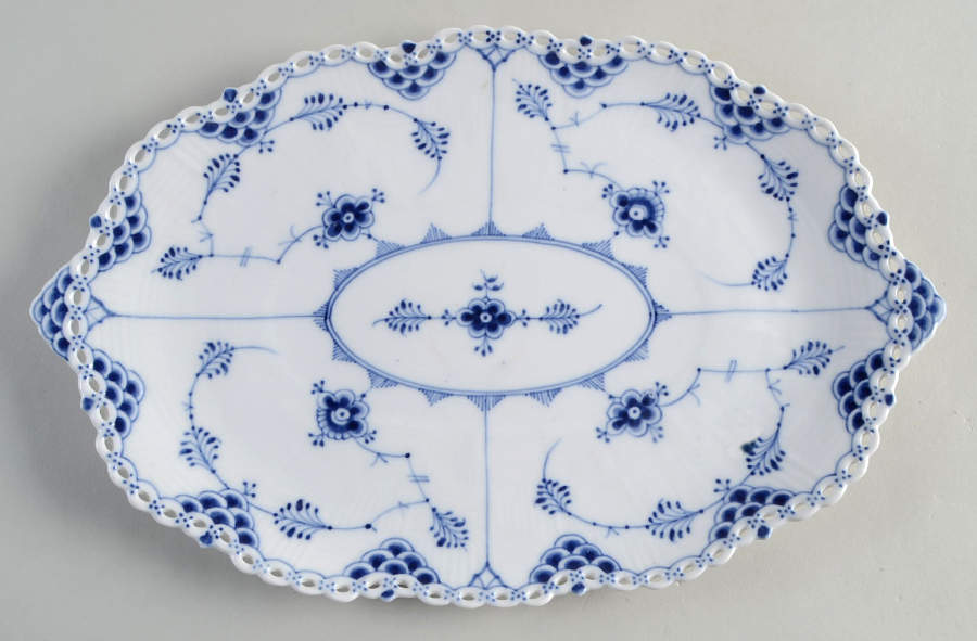 Blue Fluted Full Lace (No Trim) Stand for Fruit Basket & Stand Set by Royal Copenhagen-1