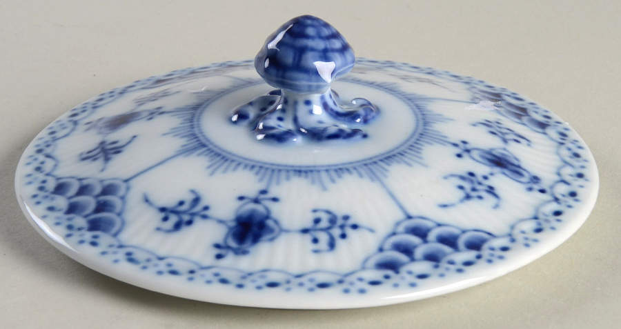 Blue Fluted Full Lace (No Trim) Lid for Cream Soup Bowl by Royal Copenhagen-1