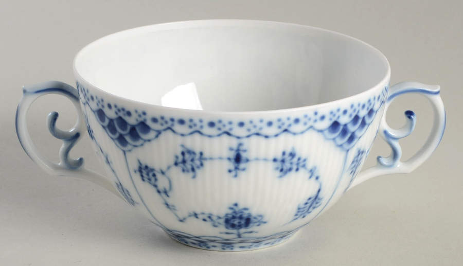 Blue Fluted Full Lace (No Trim) Cream Soup Bowl by Royal Copenhagen-1