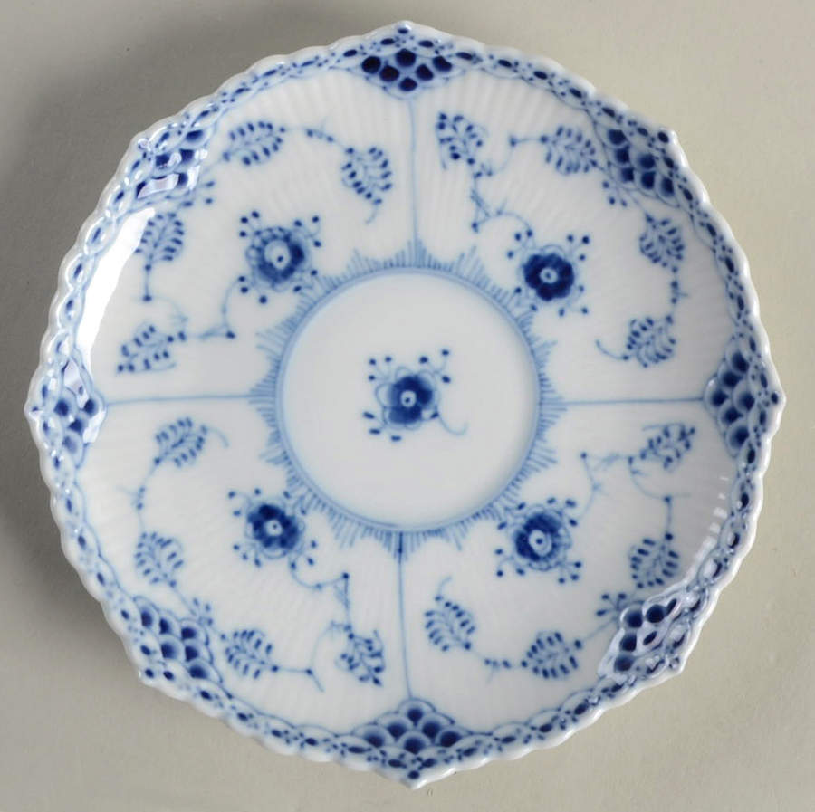 Blue Fluted Full Lace (No Trim) Saucer for Cream Soup Bowl by Royal Copenhagen-1