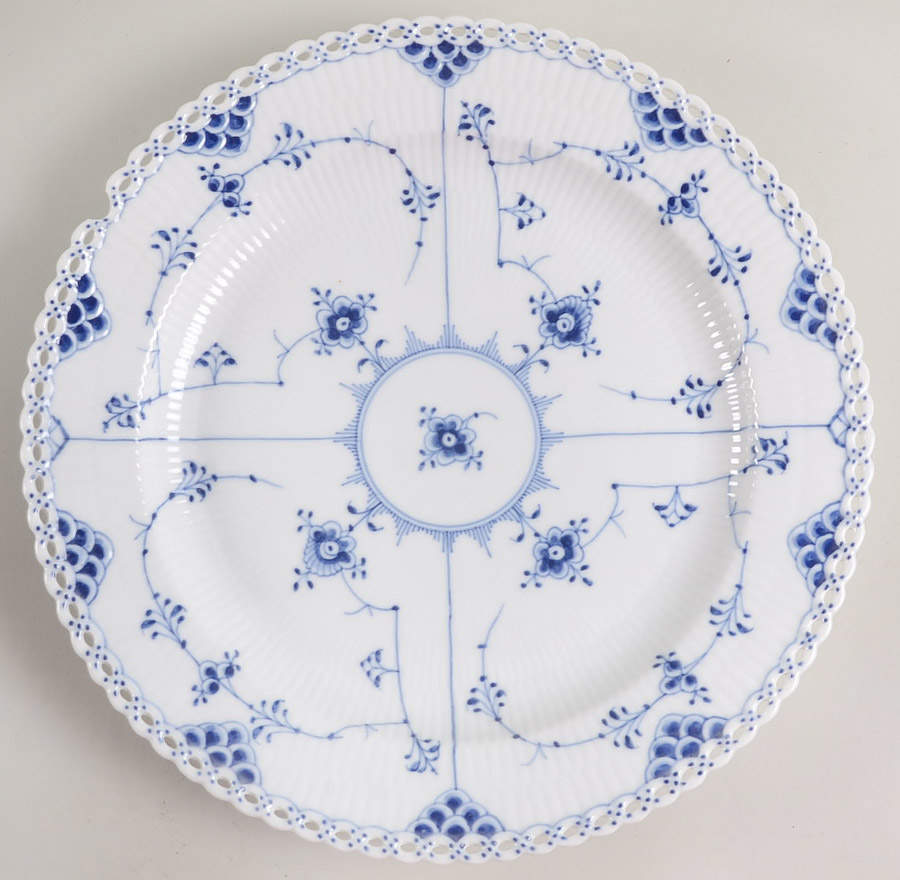 Blue Fluted Full Lace (No Trim) 11" Chop Plate (Round Platter) by Royal Copenhagen-1
