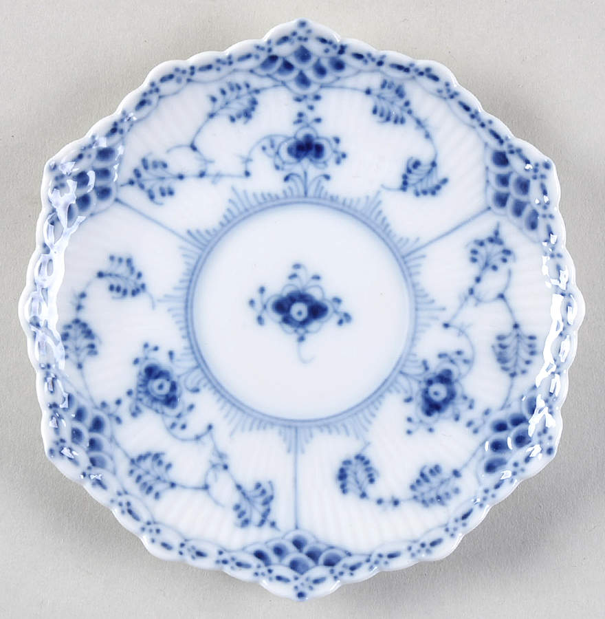 Blue Fluted Full Lace (No Trim) Saucer for Flat Demitasse Cup by Royal Copenhagen-1
