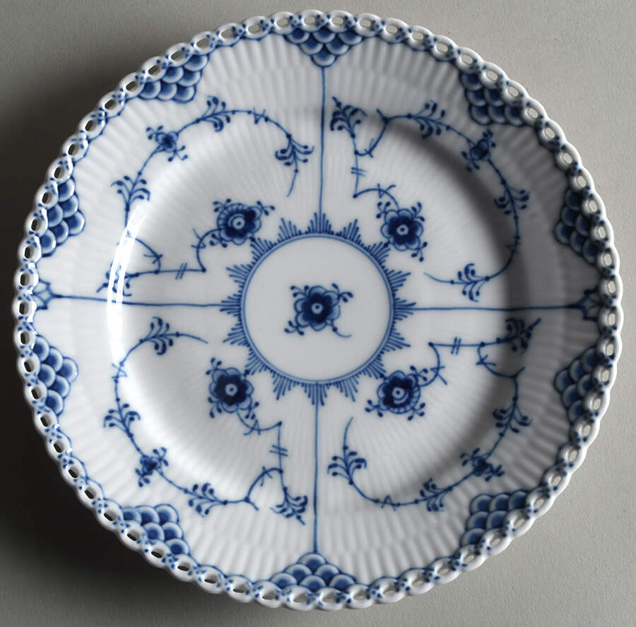 Blue Fluted Full Lace (No Trim) Salad Plate by Royal Copenhagen-1
