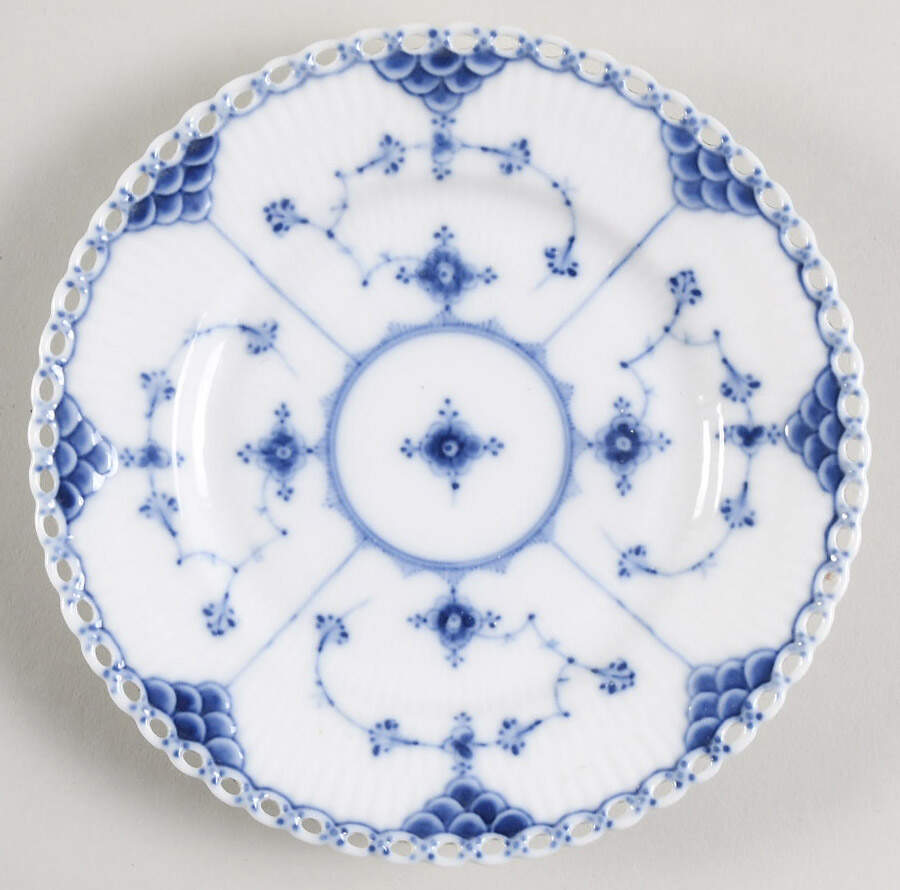Blue Fluted Full Lace (No Trim) Bread & Butter Plate by Royal Copenhagen-1