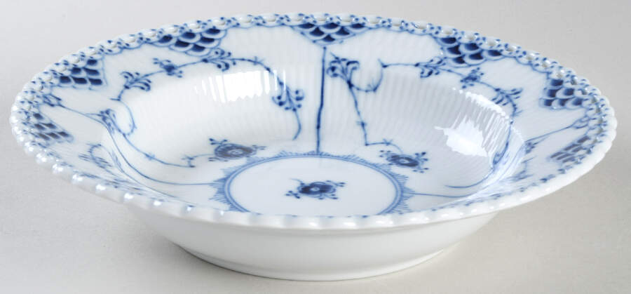 Blue Fluted Full Lace (No Trim) Rim Soup Bowl by Royal Copenhagen-1