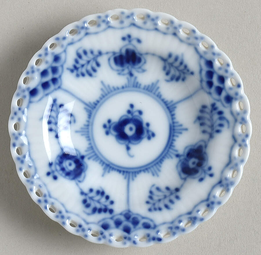 Blue Fluted Full Lace (No Trim) Butter Pat by Royal Copenhagen-1