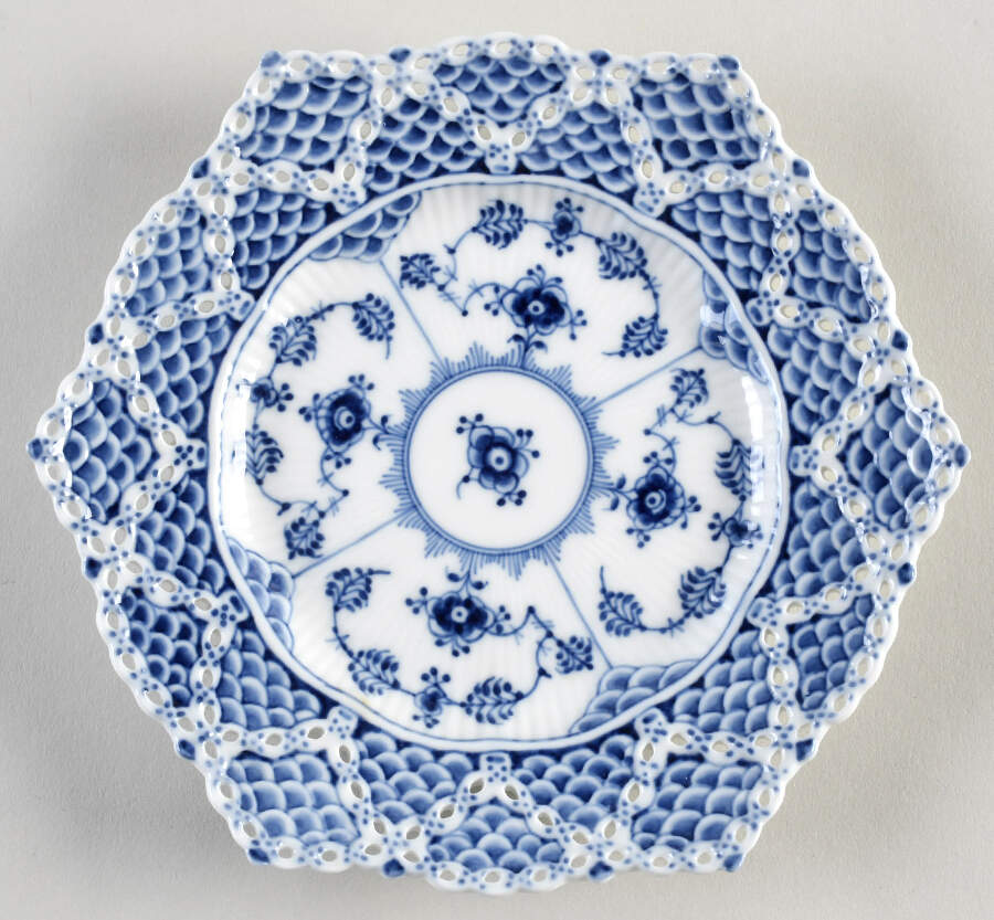 Blue Fluted Full Lace (No Trim) 6" Pierced Plate by Royal Copenhagen-1