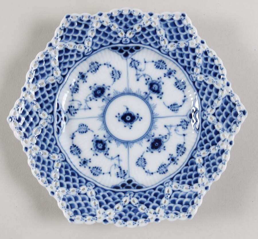 Blue Fluted Full Lace (No Trim) 7'' Pierced Plate by Royal Copenhagen-1