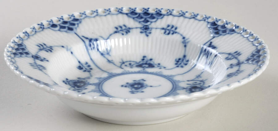 Blue Fluted Full Lace (No Trim) Rim Fruit/Dessert (Sauce) Bowl by Royal Copenhagen-1