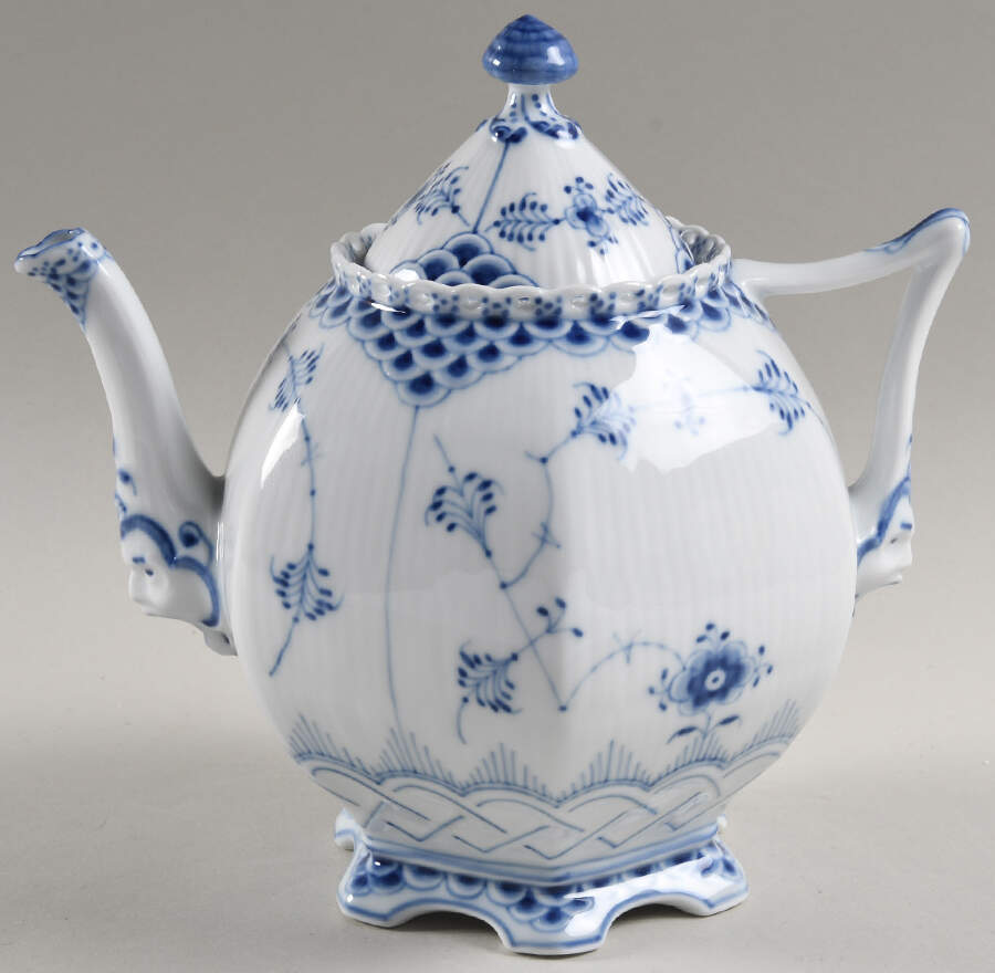 Blue Fluted Full Lace (No Trim) Small Teapot & Lid by Royal Copenhagen-1