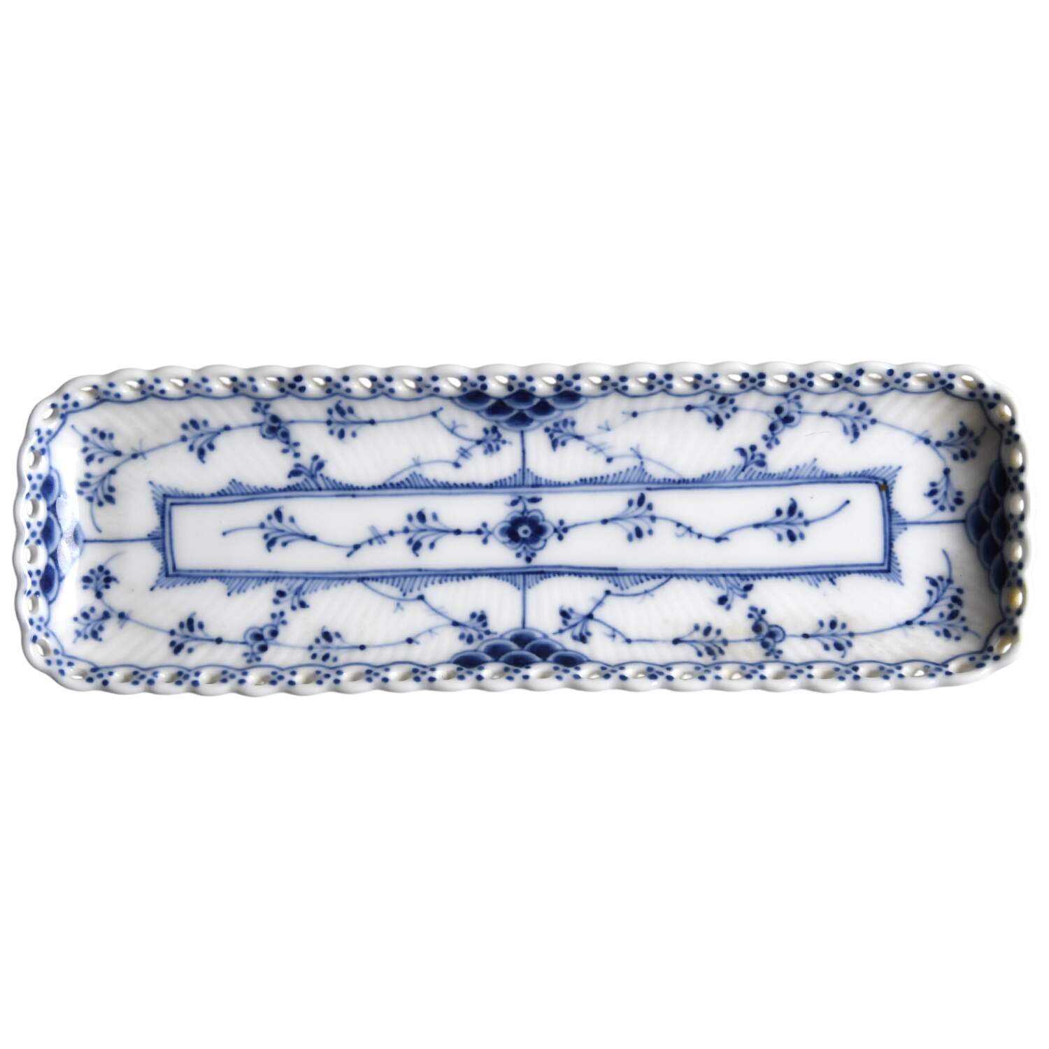 Blue Fluted Full Lace (No Trim) 8" Rectangular Tray by Royal Copenhagen-1