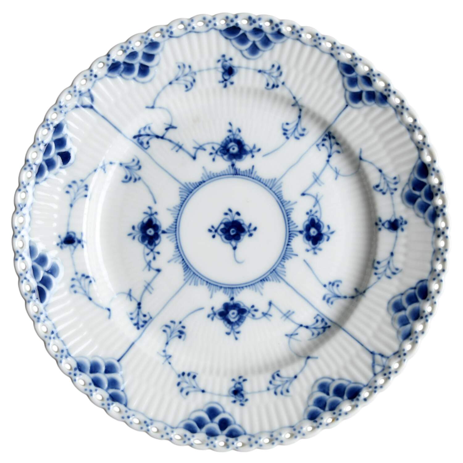 Blue Fluted Full Lace (No Trim) Salad Plate by Royal Copenhagen-1
