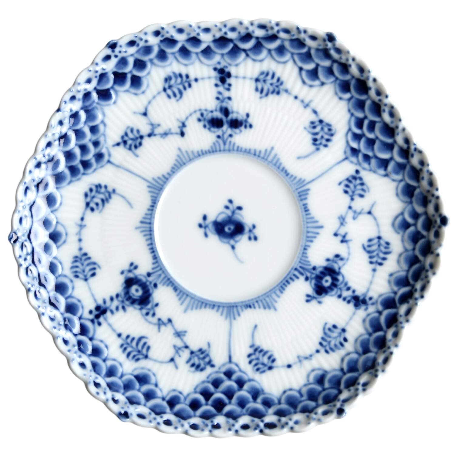 Blue Fluted Full Lace (No Trim) Saucer for Footed Cup by Royal Copenhagen-1