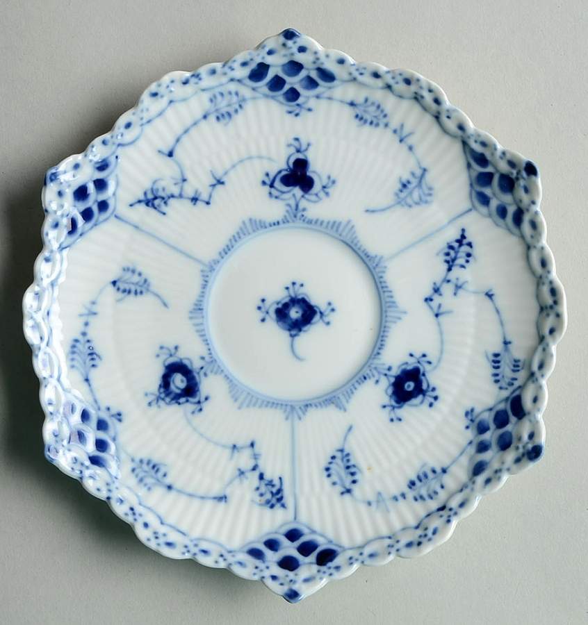 Blue Fluted Full Lace (No Trim) Saucer for Flat Cup by Royal Copenhagen-1