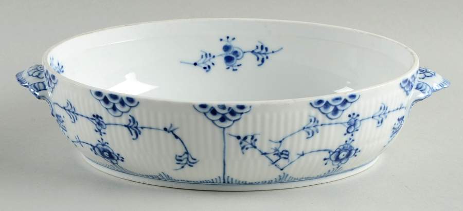 Blue Fluted Full Lace (No Trim) Oval Vegetable No Lid by Royal Copenhagen-1