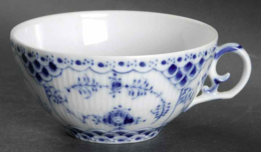 Blue Fluted Full Lace (No Trim) Flat Cup by Royal Copenhagen-1