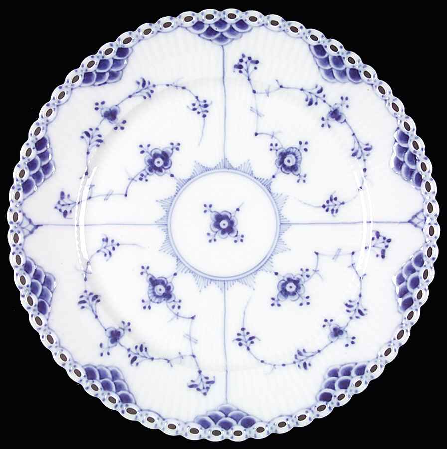 Blue Fluted Full Lace (No Trim) Luncheon Plate by Royal Copenhagen-1