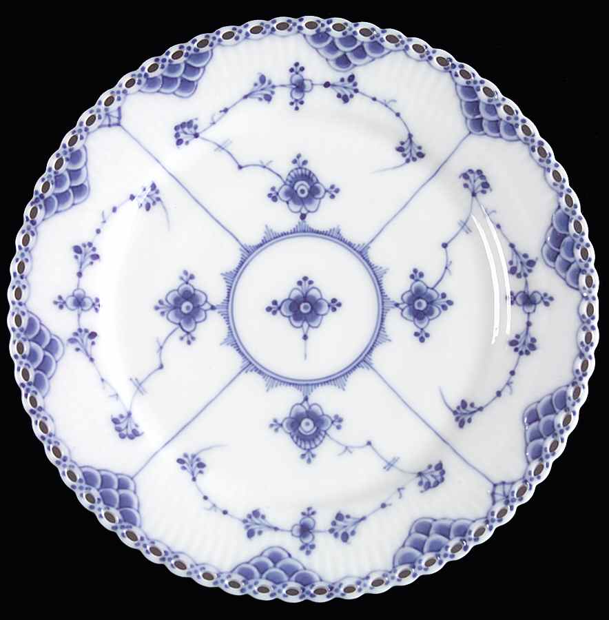 Blue Fluted Full Lace (No Trim) Luncheon Plate by Royal Copenhagen-1