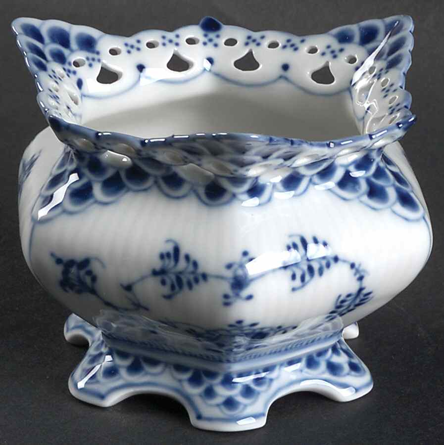 Blue Fluted Full Lace (No Trim) Open Sugar Bowl by Royal Copenhagen-1