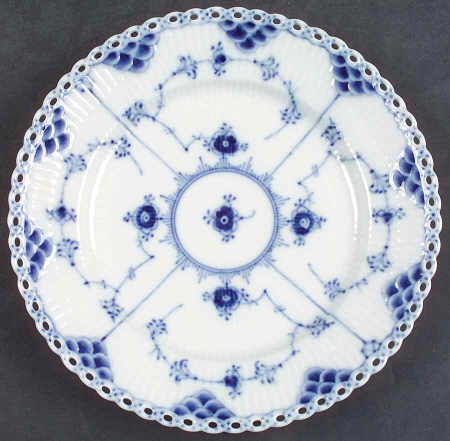 Blue Fluted Full Lace (No Trim) Salad Plate by Royal Copenhagen-1