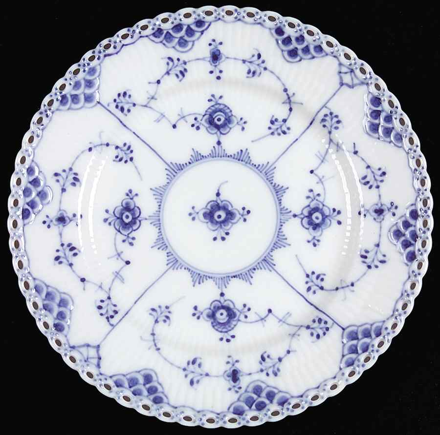 Blue Fluted Full Lace (No Trim) Dessert/Pie Plate by Royal Copenhagen-1