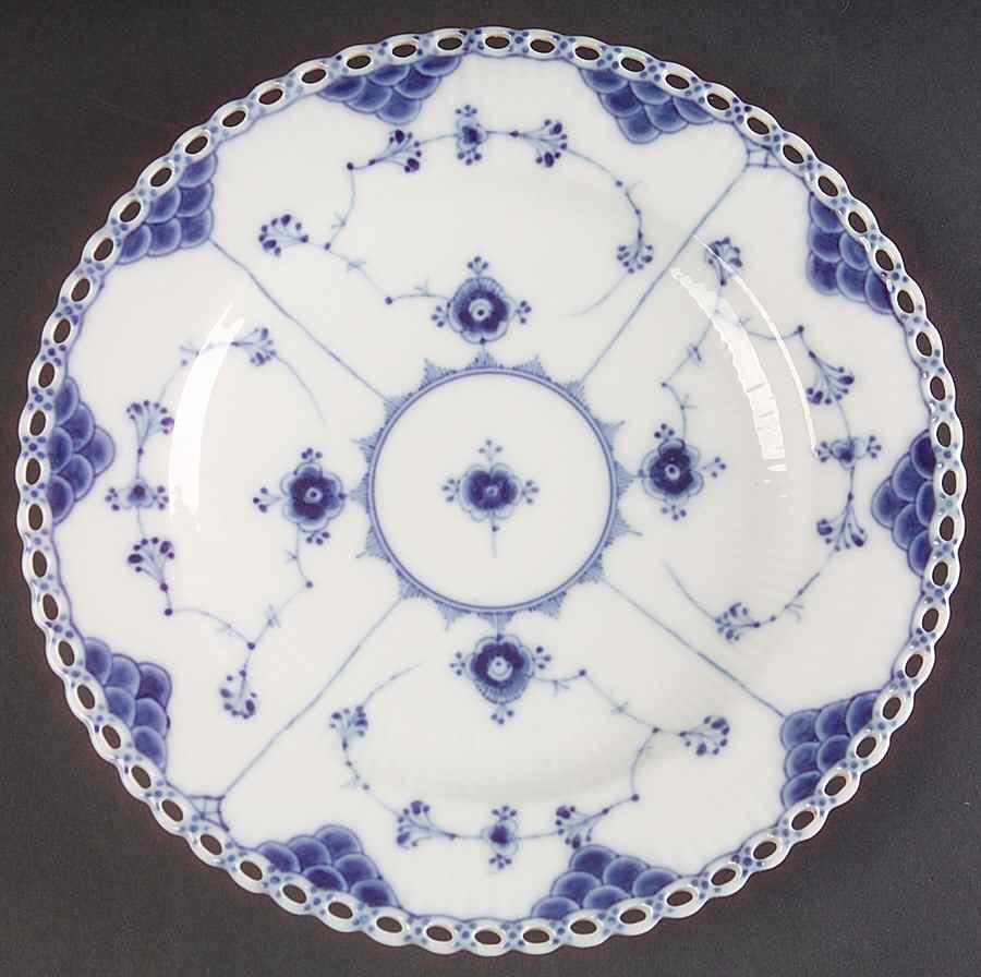 Blue Fluted Full Lace (No Trim) Luncheon Plate by Royal Copenhagen-1