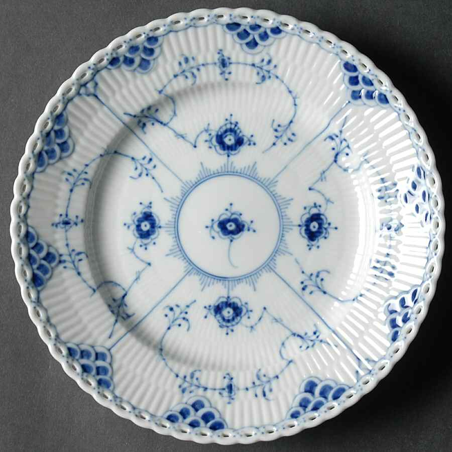 Blue Fluted Full Lace (No Trim) Salad/Dessert Plate by Royal Copenhagen-1