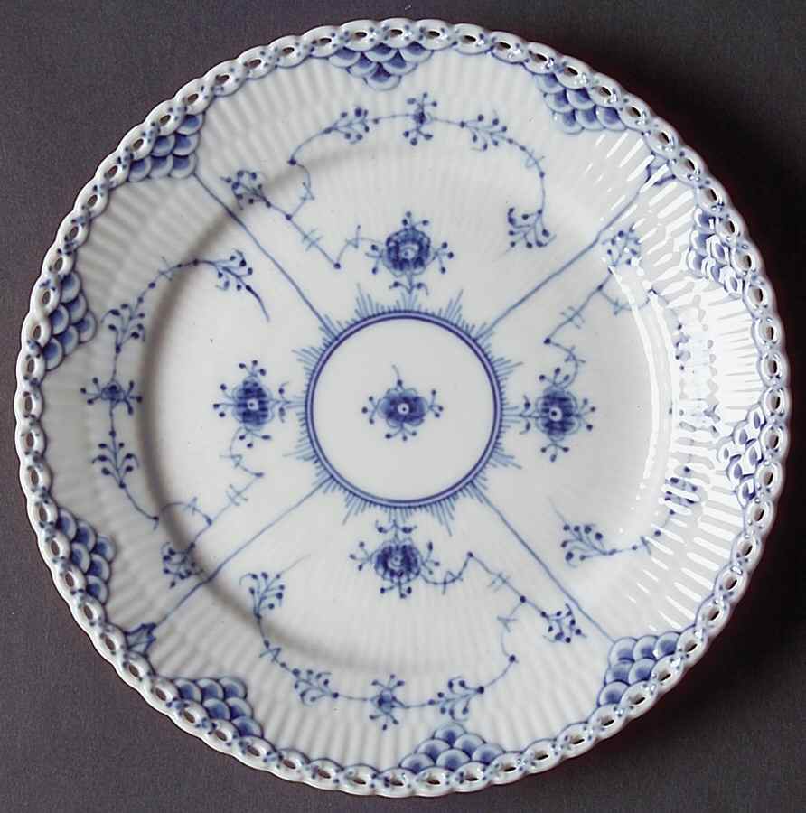 Blue Fluted Full Lace (No Trim) Salad Plate by Royal Copenhagen-1