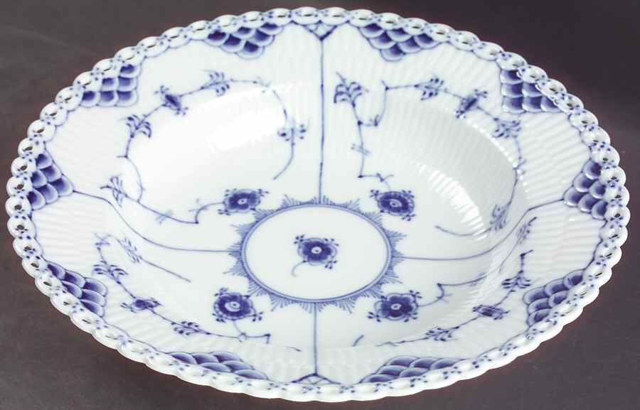 Blue Fluted Full Lace (No Trim) Large Rim Soup Bowl by Royal Copenhagen-1