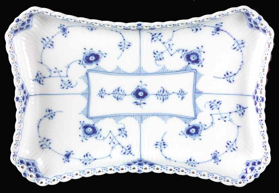 Blue Fluted Full Lace (No Trim) Tray for Creamer & Open Sugar by Royal Copenhagen-1