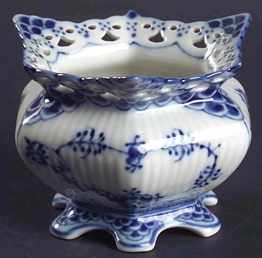 Blue Fluted Full Lace (No Trim) Mini Open Sugar Bowl by Royal Copenhagen-1