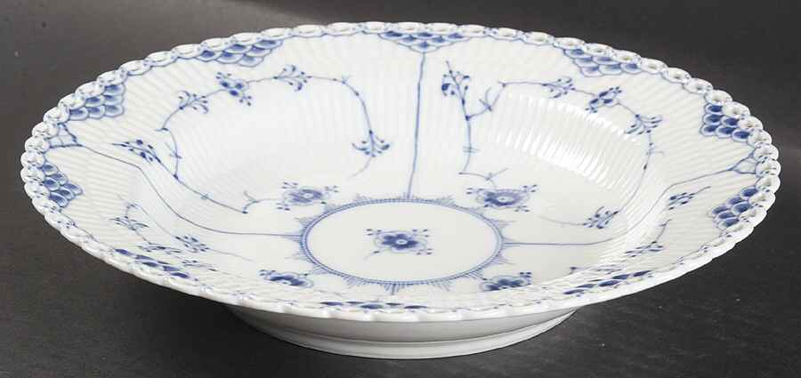 Blue Fluted Full Lace (No Trim) Large Rim Soup Bowl by Royal Copenhagen-1