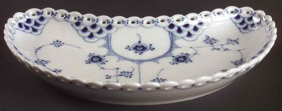 Blue Fluted Full Lace (No Trim) Crescent Salad Plate by Royal Copenhagen-1