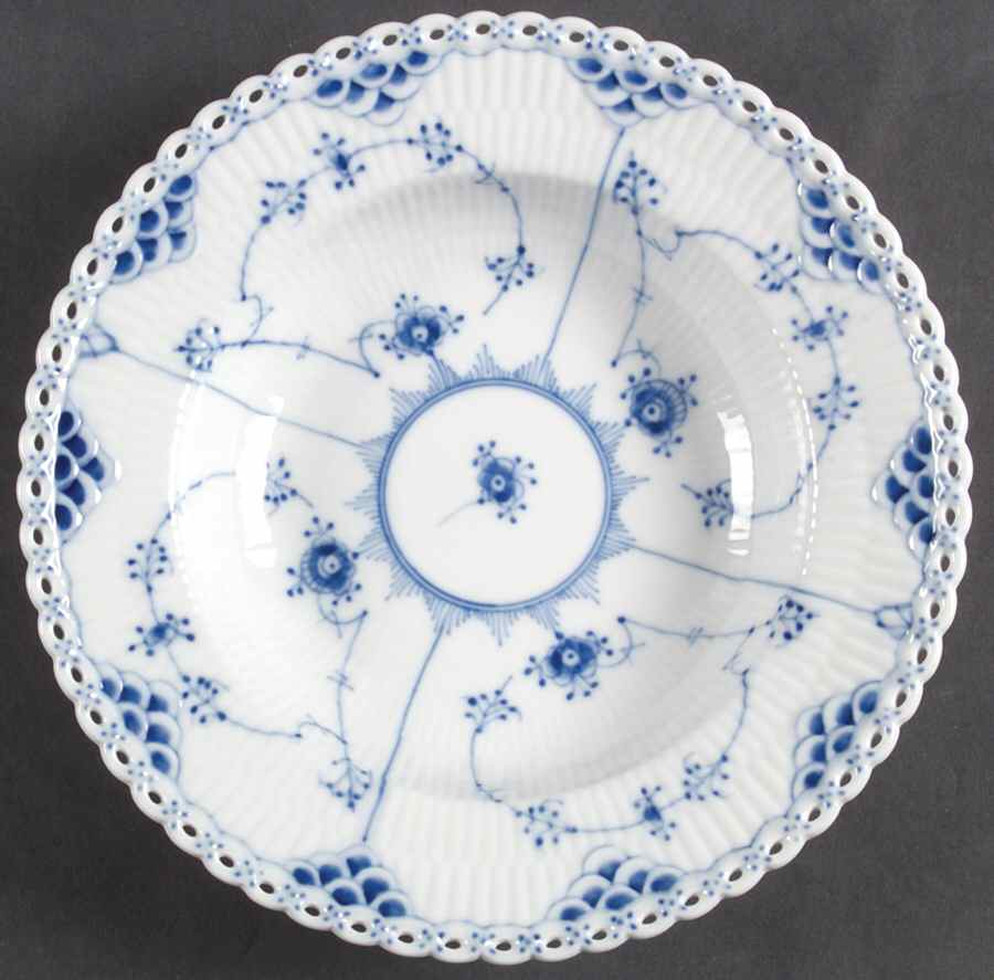 Blue Fluted Full Lace (No Trim) Large Rim Soup Bowl by Royal Copenhagen-1