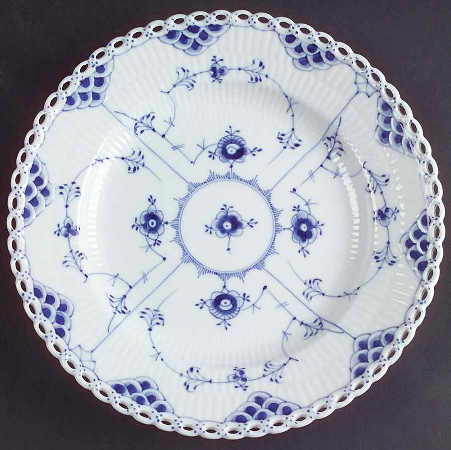 Blue Fluted Full Lace (No Trim) Luncheon Plate by Royal Copenhagen-1