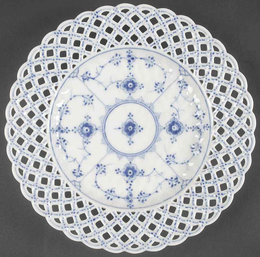 Blue Fluted Full Lace (No Trim) 9" Pierced Plate by Royal Copenhagen-1