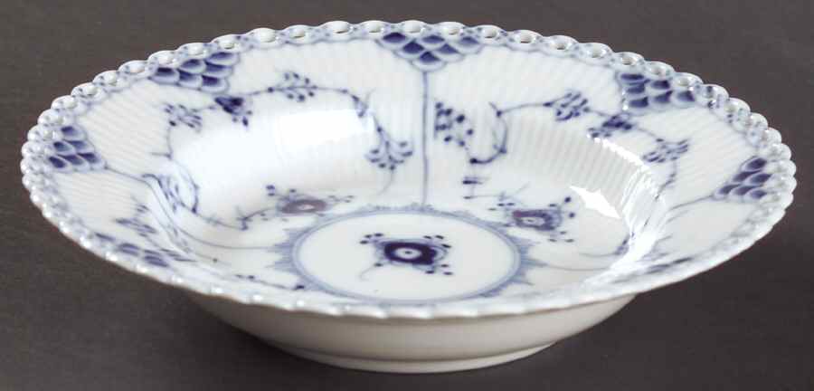 Blue Fluted Full Lace (No Trim) Rim Fruit/Dessert (Sauce) Bowl by Royal Copenhagen-1