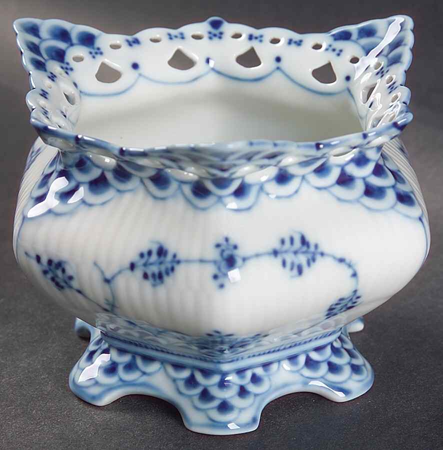 Blue Fluted Full Lace (No Trim) Open Sugar Bowl by Royal Copenhagen-1
