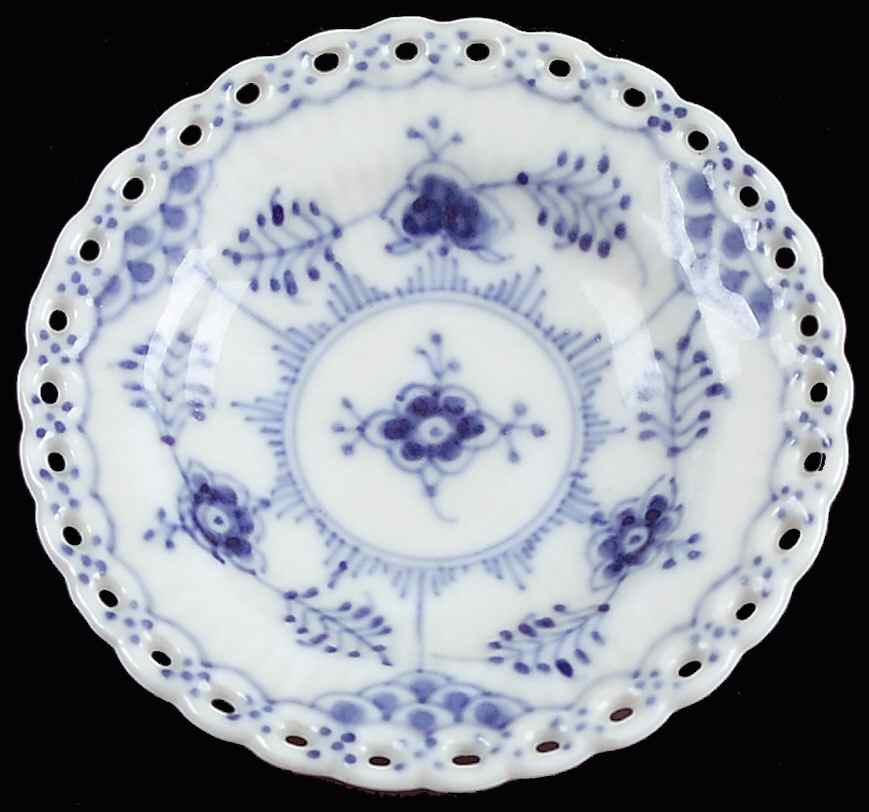 Blue Fluted Full Lace (No Trim) Butter Pat by Royal Copenhagen-1