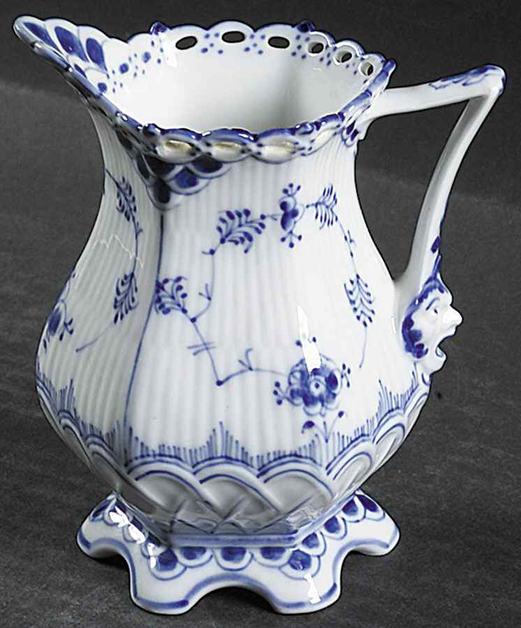 Blue Fluted Full Lace (No Trim) Creamer by Royal Copenhagen-1