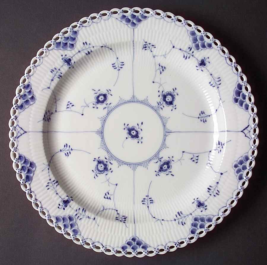 Blue Fluted Full Lace (No Trim) 13" Chop Plate (Round Platter) by Royal Copenhagen-1