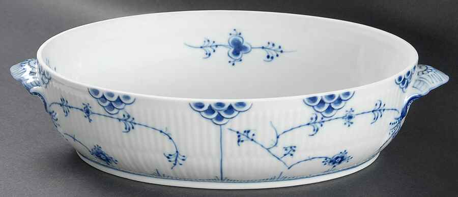 Blue Fluted Full Lace (No Trim) Oval Vegetable No Lid by Royal Copenhagen-1