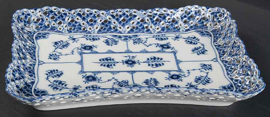 Blue Fluted Full Lace (No Trim) Tray for Creamer & Open Sugar by Royal Copenhagen-1