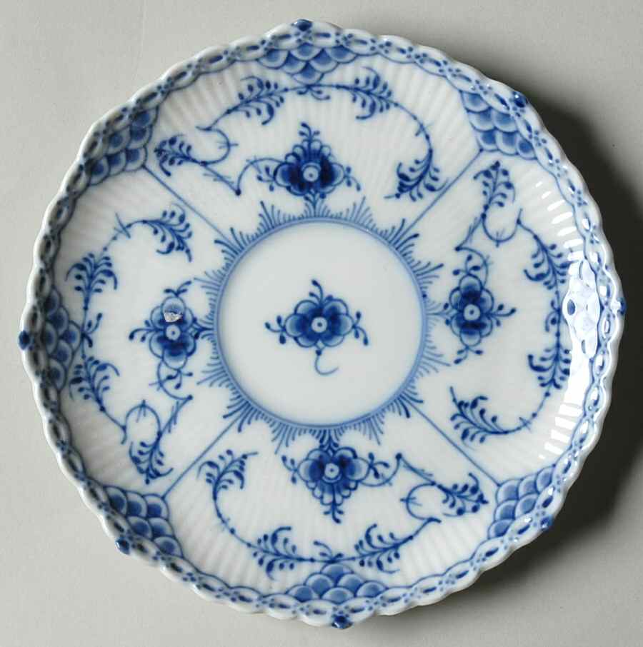 Blue Fluted Full Lace (No Trim) Saucer for Flat Cup by Royal Copenhagen-1