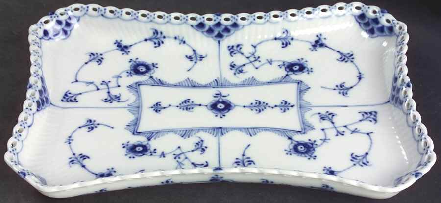 Blue Fluted Full Lace (No Trim) Tray for Creamer & Open Sugar by Royal Copenhagen-1